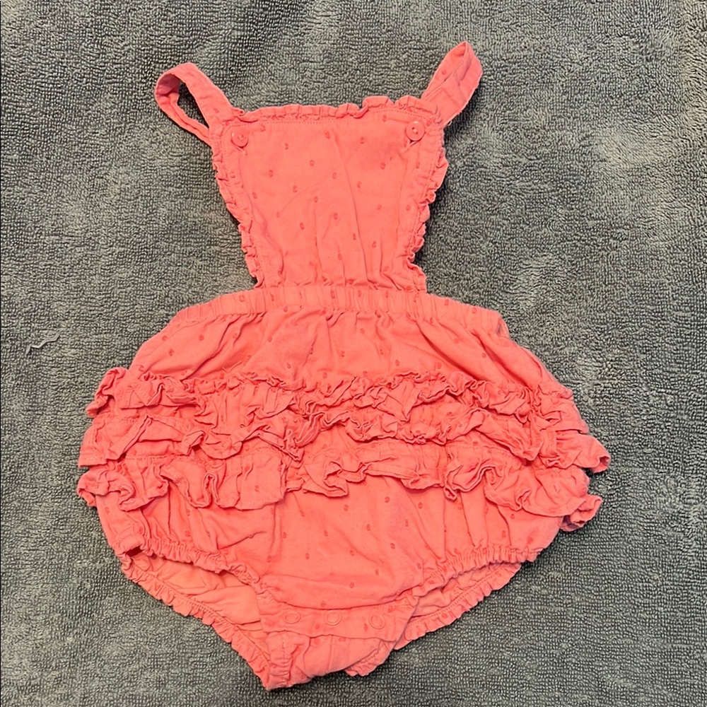 Adorable Coral Ruffled Baby Romper